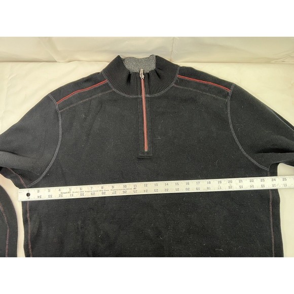 Tommy Bahama Pullover Men's Large Black 1/4‎ Zip Sweater Cotton Long Sleeve - Picture 8 of 9